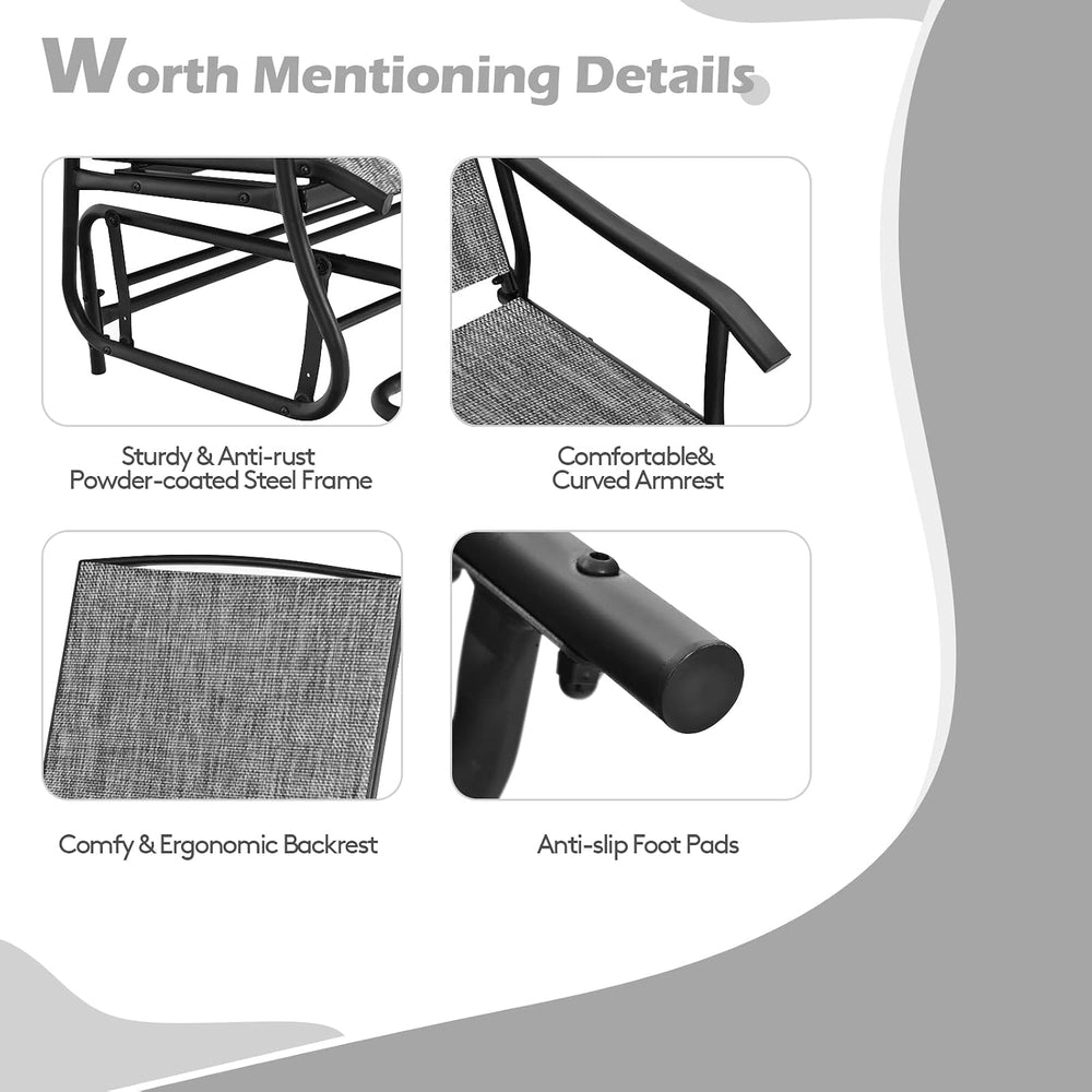 S AFSTAR 2-Person Outdoor Glider, Patio Glider Bench Chairs with Center Tempe...
