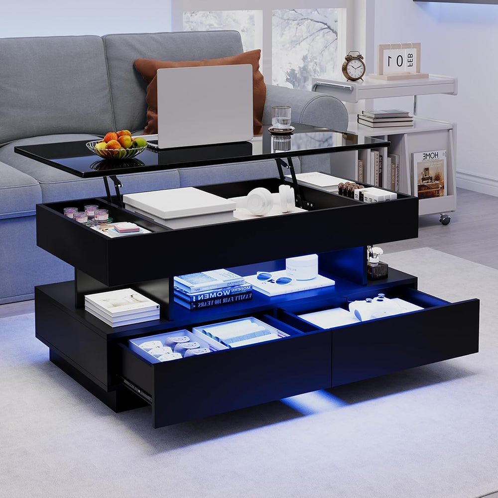 Lift Top Coffee Table, Black Coffee Table for Living Room