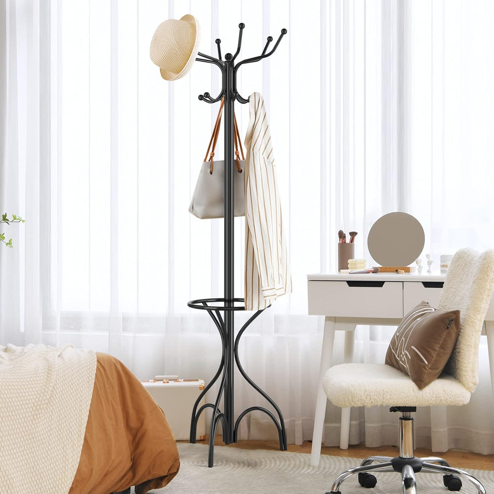 Tangkula 75 Inch Freestanding Metal Coat Rack, Black
