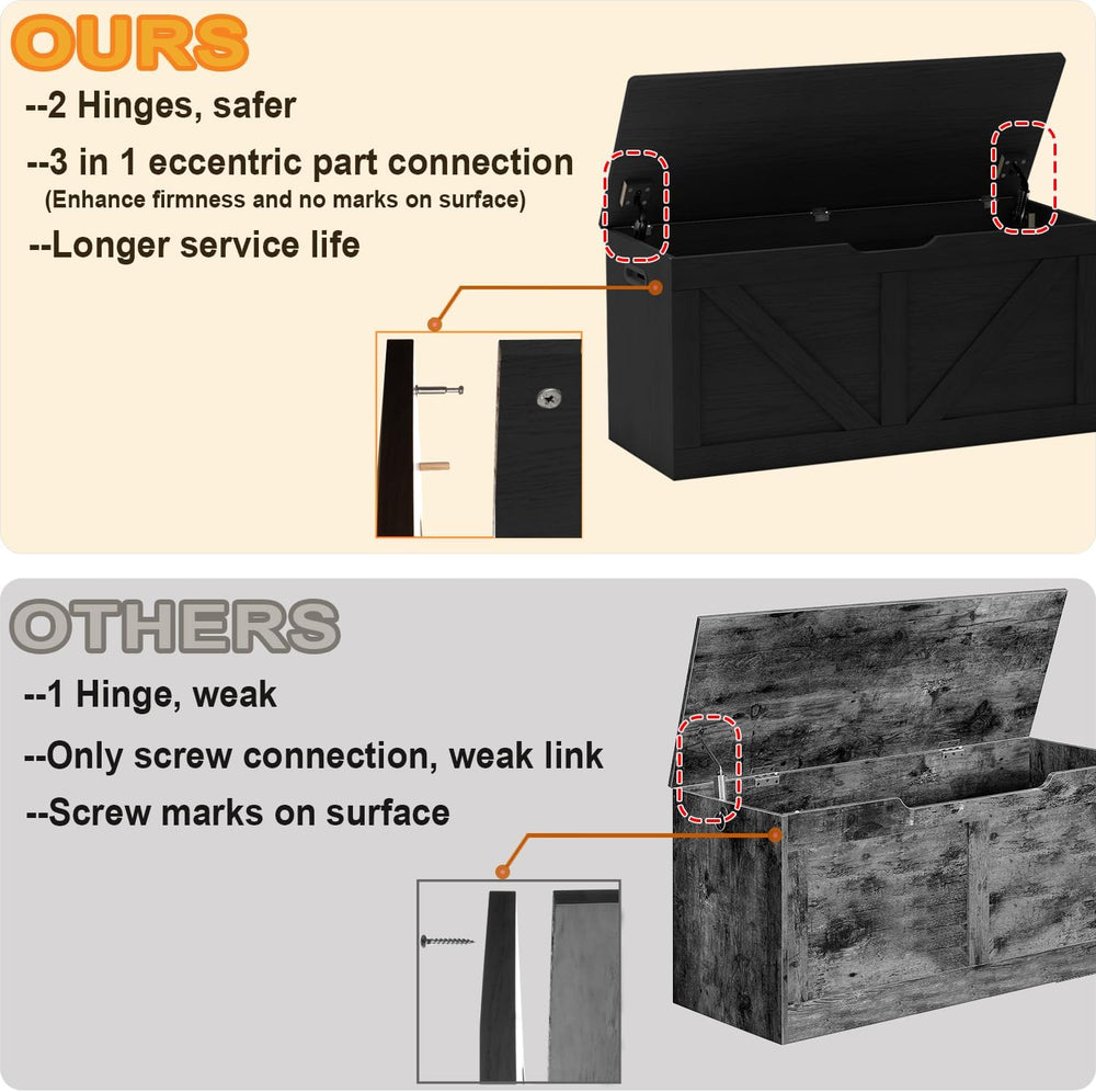 Timberer 39.4" Storage Chest, Wooden Storage Bench, Large Storage Trunk