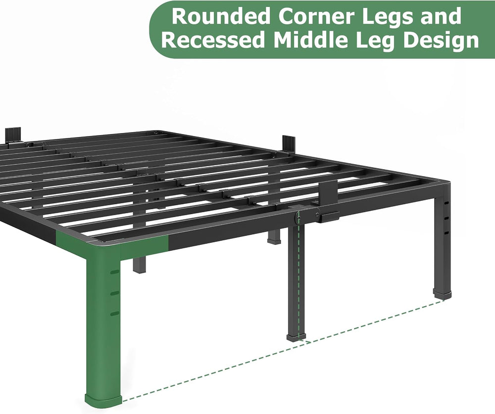 NKZ 18 Inch Queen Size Metal Platform Bed Frame with Round Corner Legs
