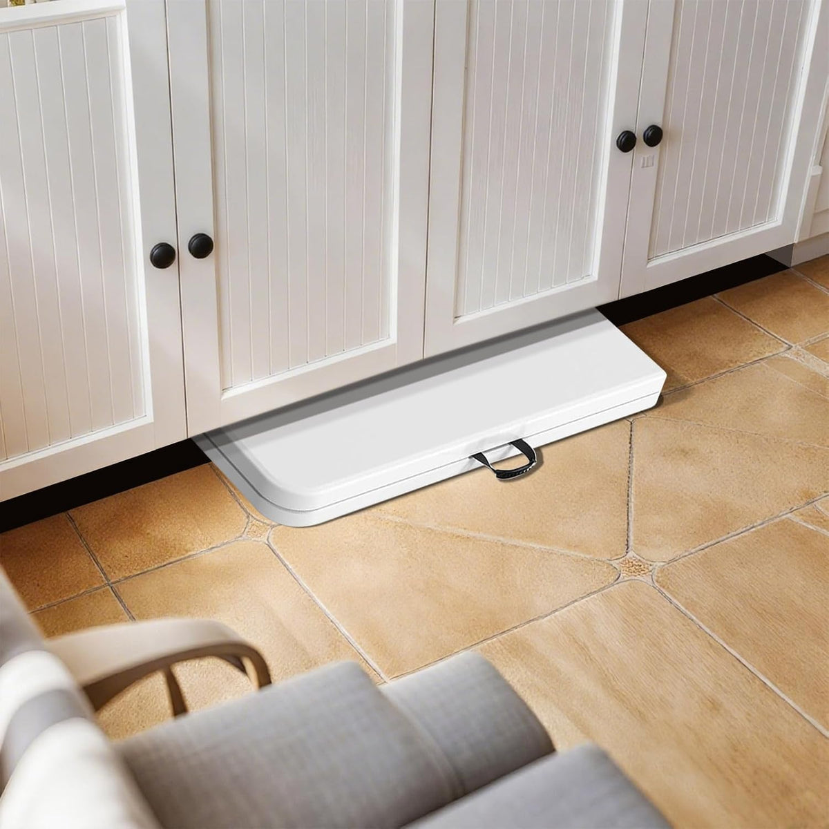 Lakhow 4FT Folding Table,3-Level Adjustable Height Heavy Duty Plastic Utility Table with Carrying Handle,White | Fold in Half,HDPE Top for Indoor Outdoor Camping Party Dining