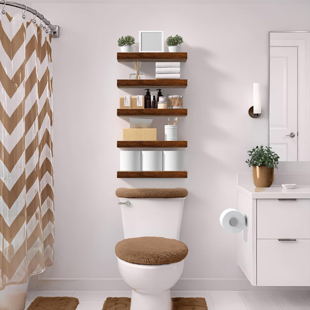 Sorbus 16 Inch Floating Shelves for Wall (4 Pack, Walnut)