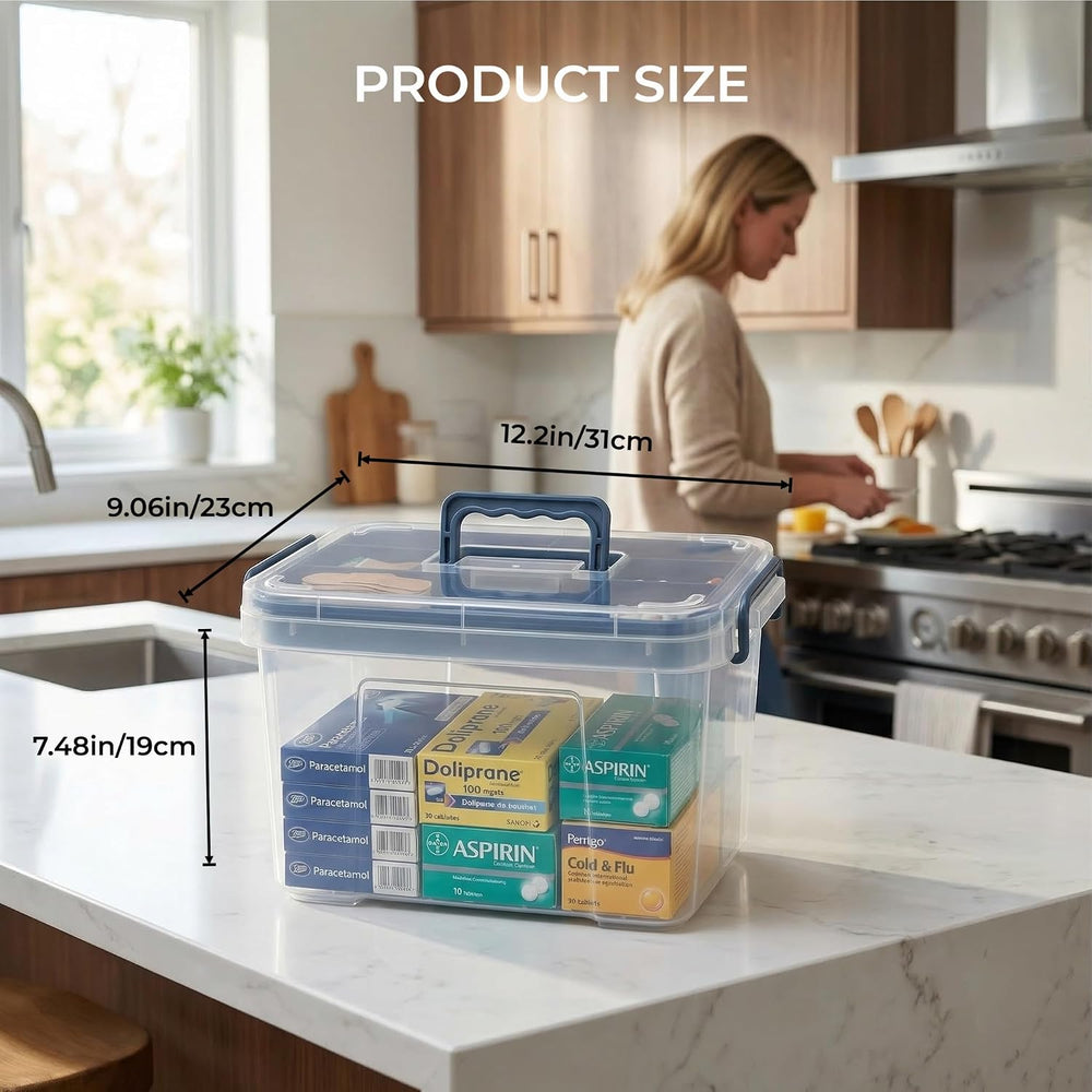Pulseplay Clear Medicine Storage Box with Handle Blue