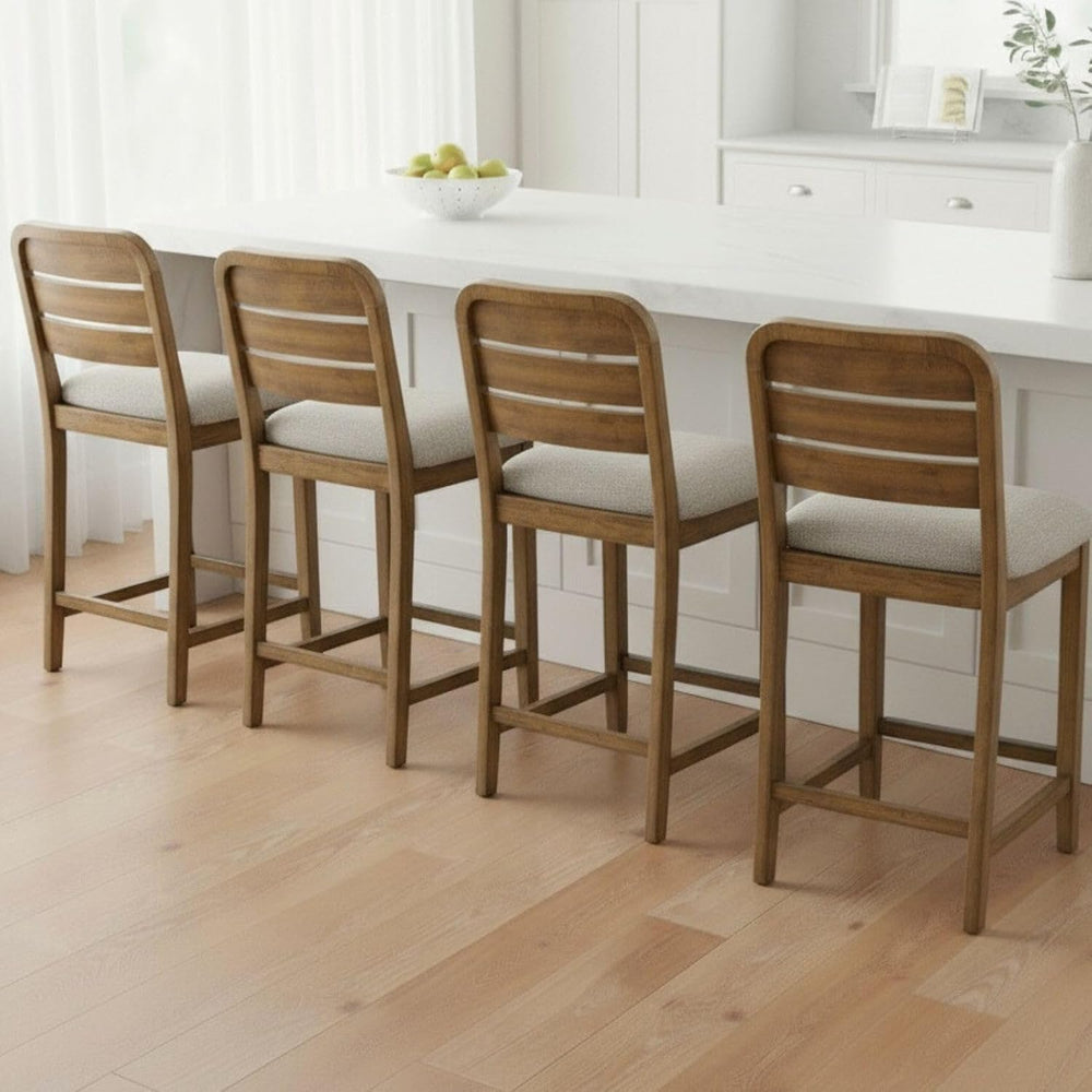 26" Farmhouse Bar Stools Set of 4, Upholstered Wooden Counter Height Bar...