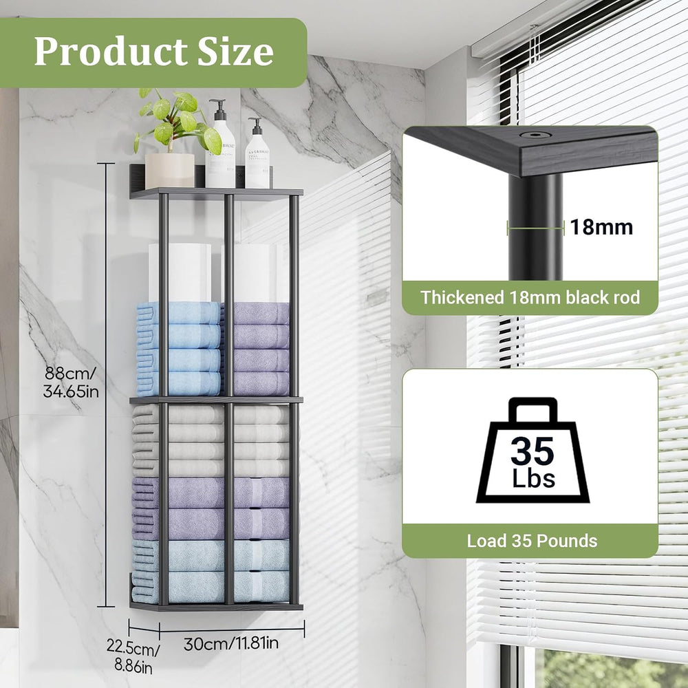 Large Capacity Three-layer Towel Racks for Bathroom Wall Mounted, Updated 3 B...