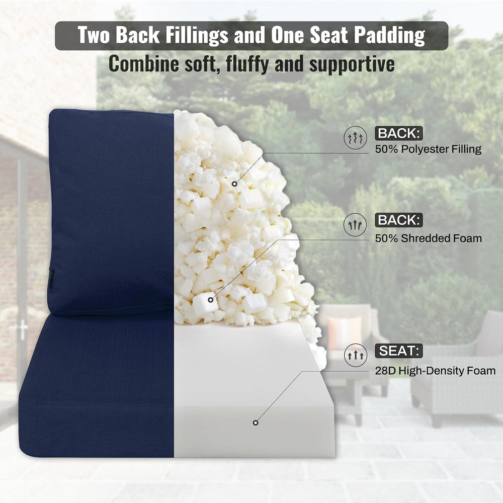 Favoyard Deep Seat Patio Cushion Set, Blue, 22 x 22 inch