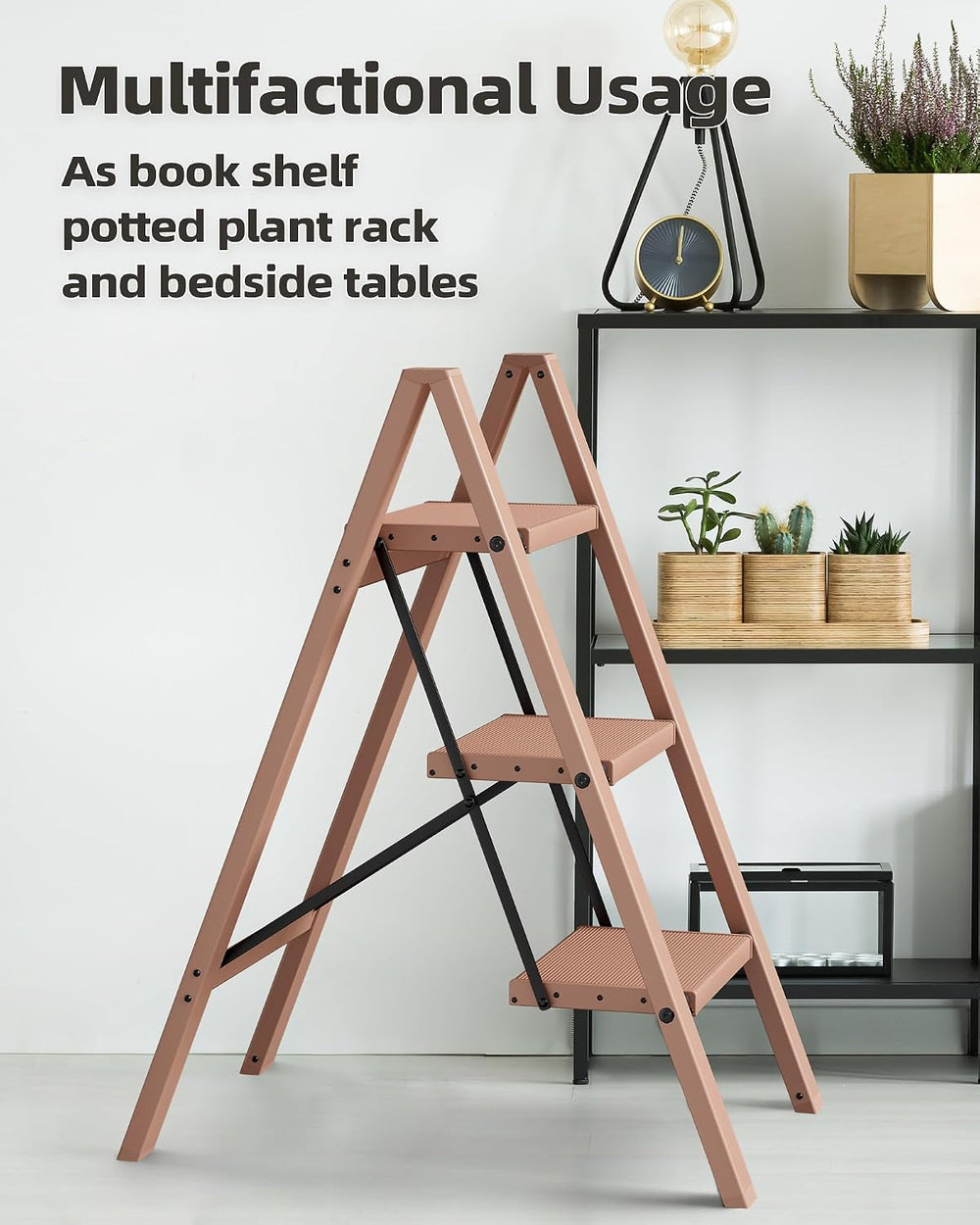 HillhutApex 3 Step Stool Foldable Ladder,Aluminum Step Ladder