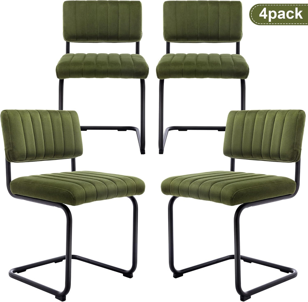 ONEVOG Mid Century Modern Dining Chairs Set of 4, Green Velvet Kitchen Chairs...