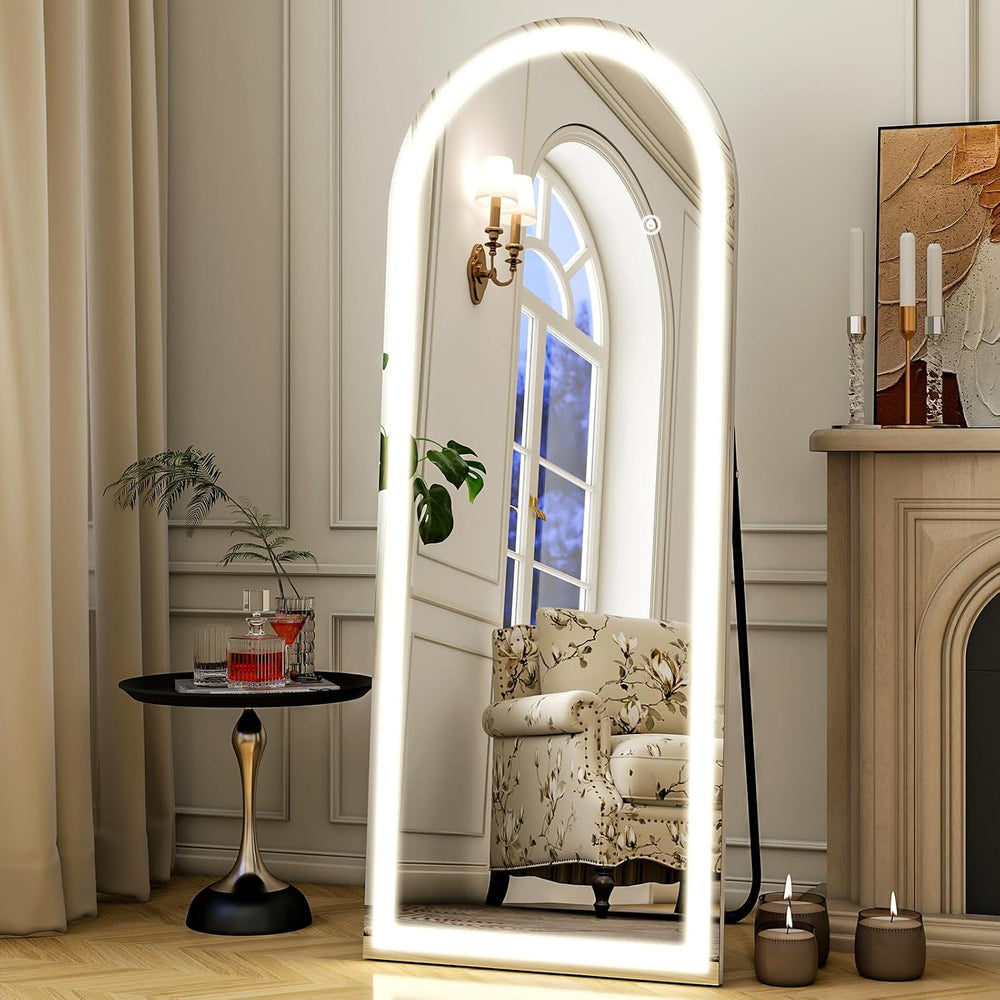 Easly 21"X56" LED Arched Full Length Mirror, Floor Mirror with Lights