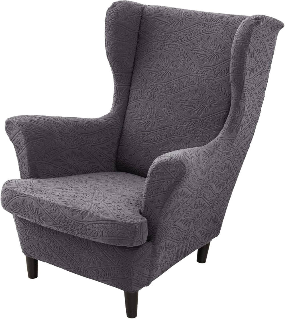 HAOYONG 2 Piece Wingback Chair Covers Stretch Wing Chair Slipcover Jacquard W...