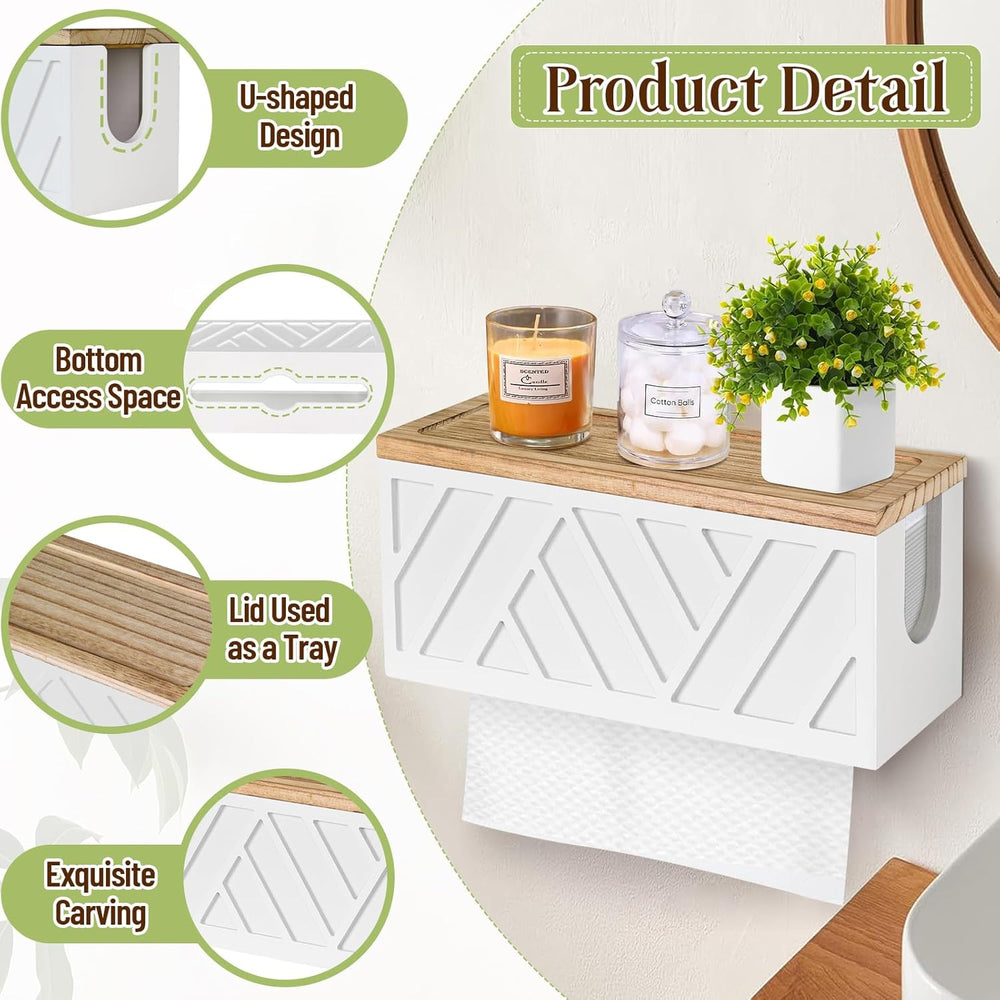 Set of 2 Paper Towel Dispenser Wall Mount, Paper Towel Holder Wall Mounted wi...