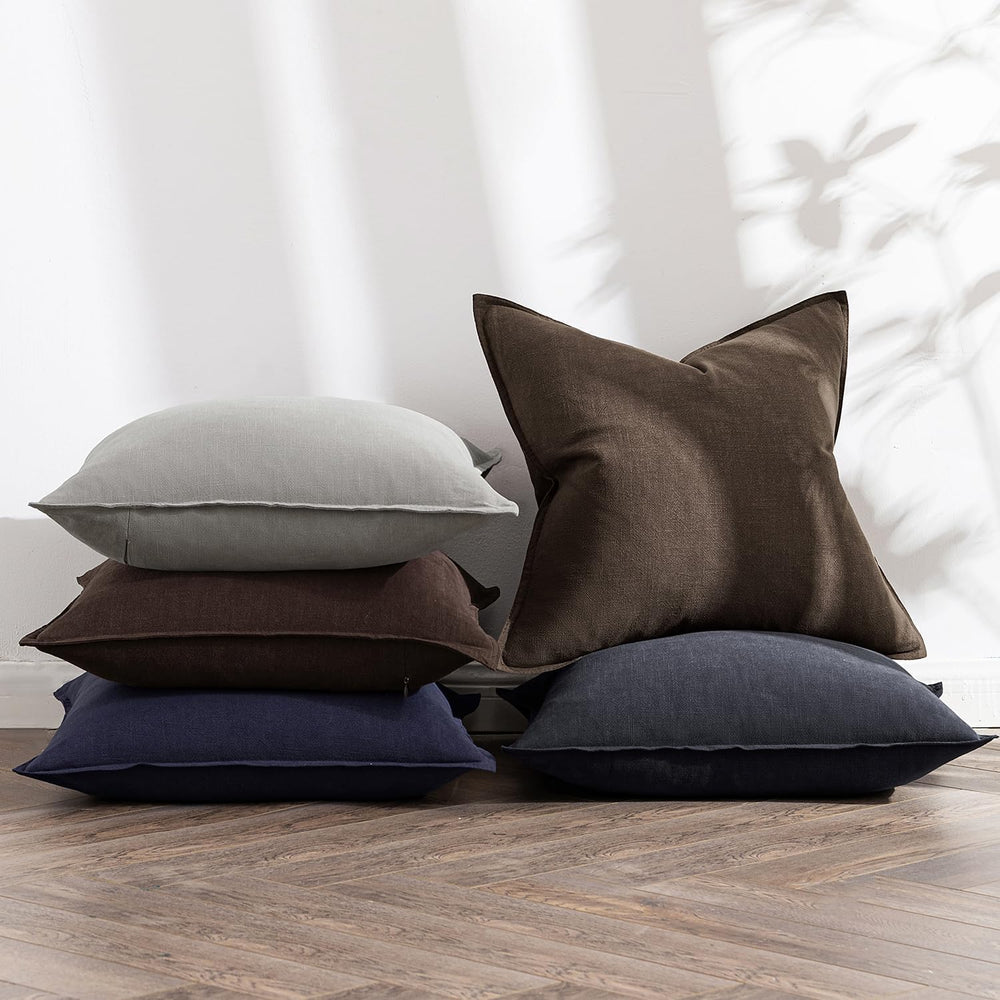 MIULEE Decorative Linen Euro Sham Pillow Covers 26x26 Dark Coffee Chocolate