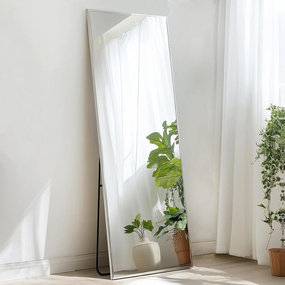 Sunniry Full Body Mirror 56x16 inch, Silver Floor Length Mirror,Metal Frame