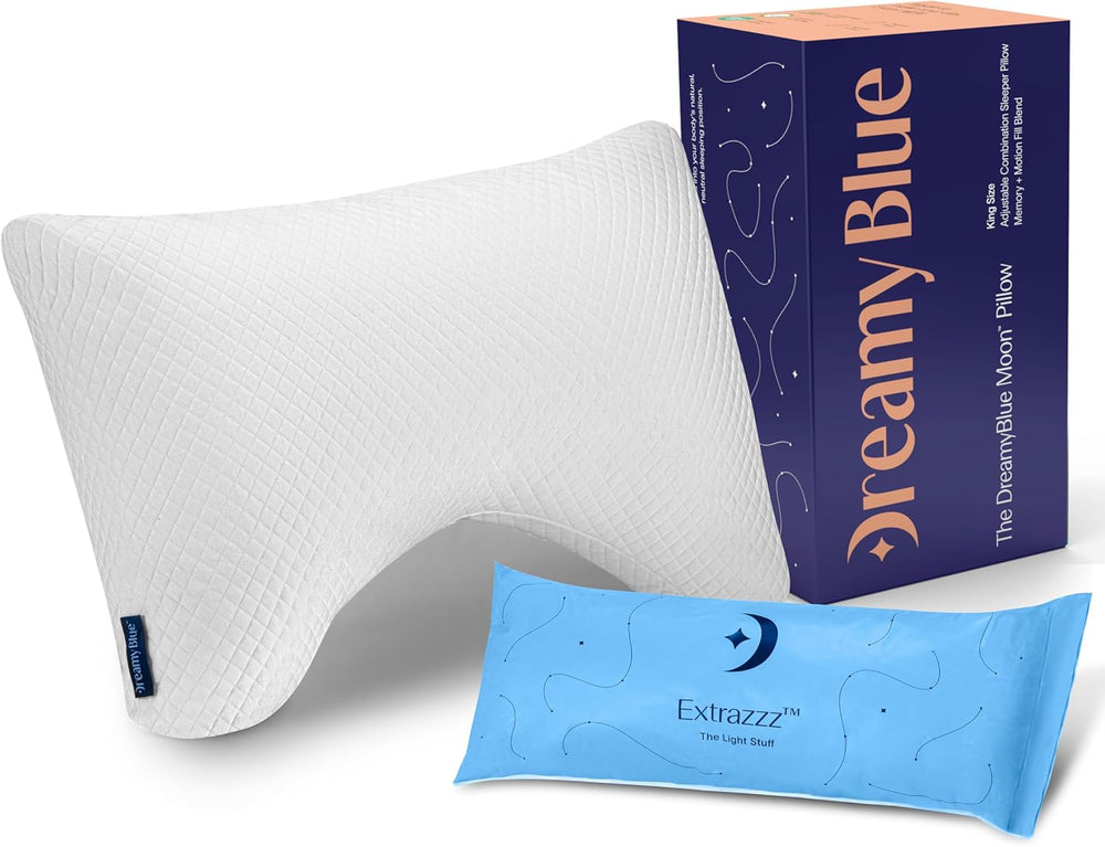 DreamyBlue Moon Pillow King, Adjustable Shredded Memory Foam