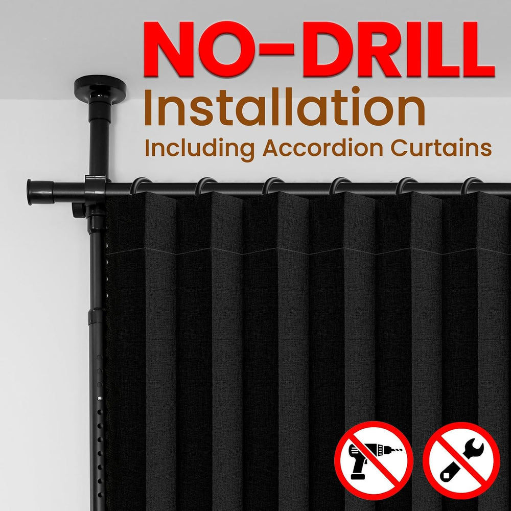100% Blackout Room Divider Curtains Sets Black 1 Panel W100 x L84in No Drill ...