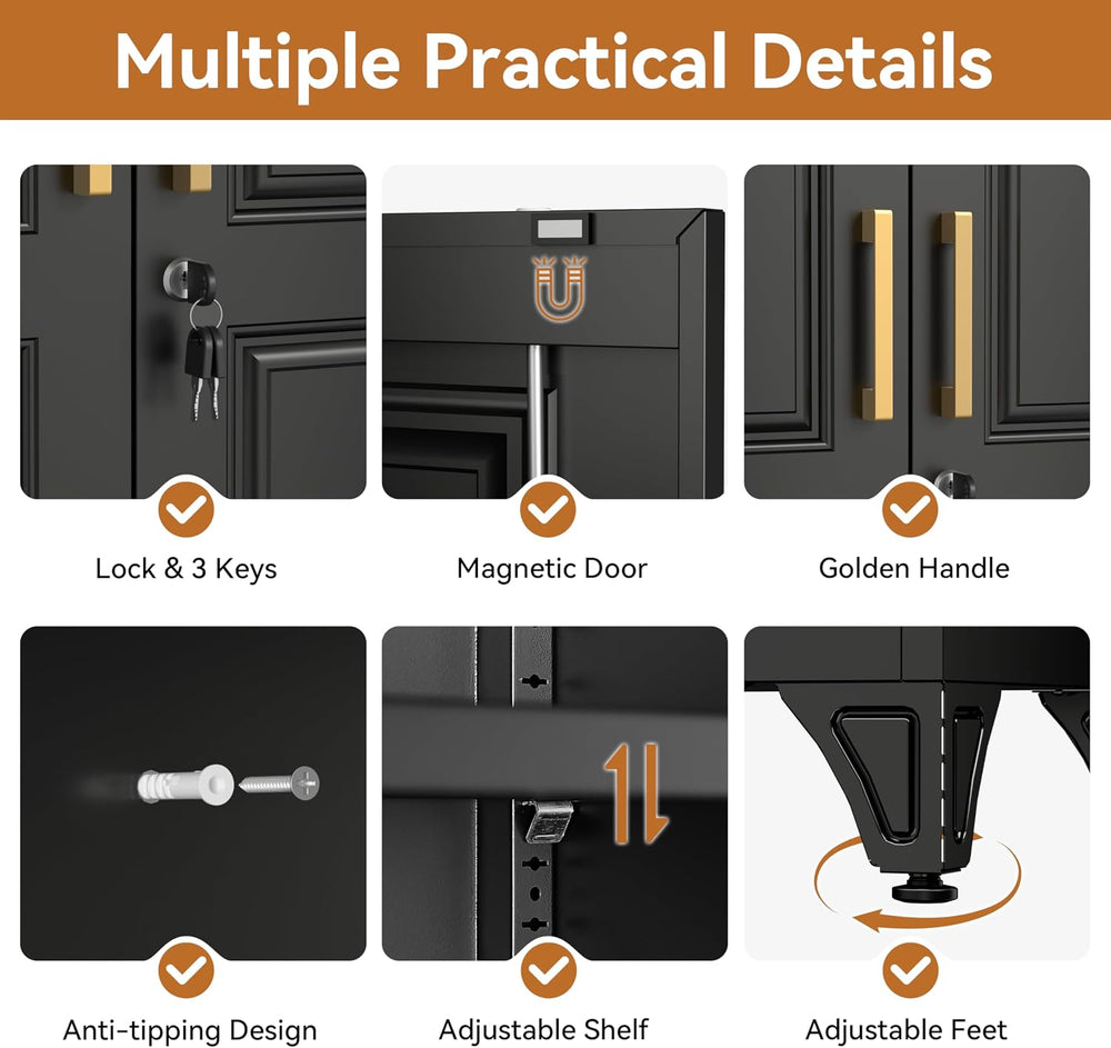 Polup 71" Tall Metal Armoire Wardrobe Closet with Lock