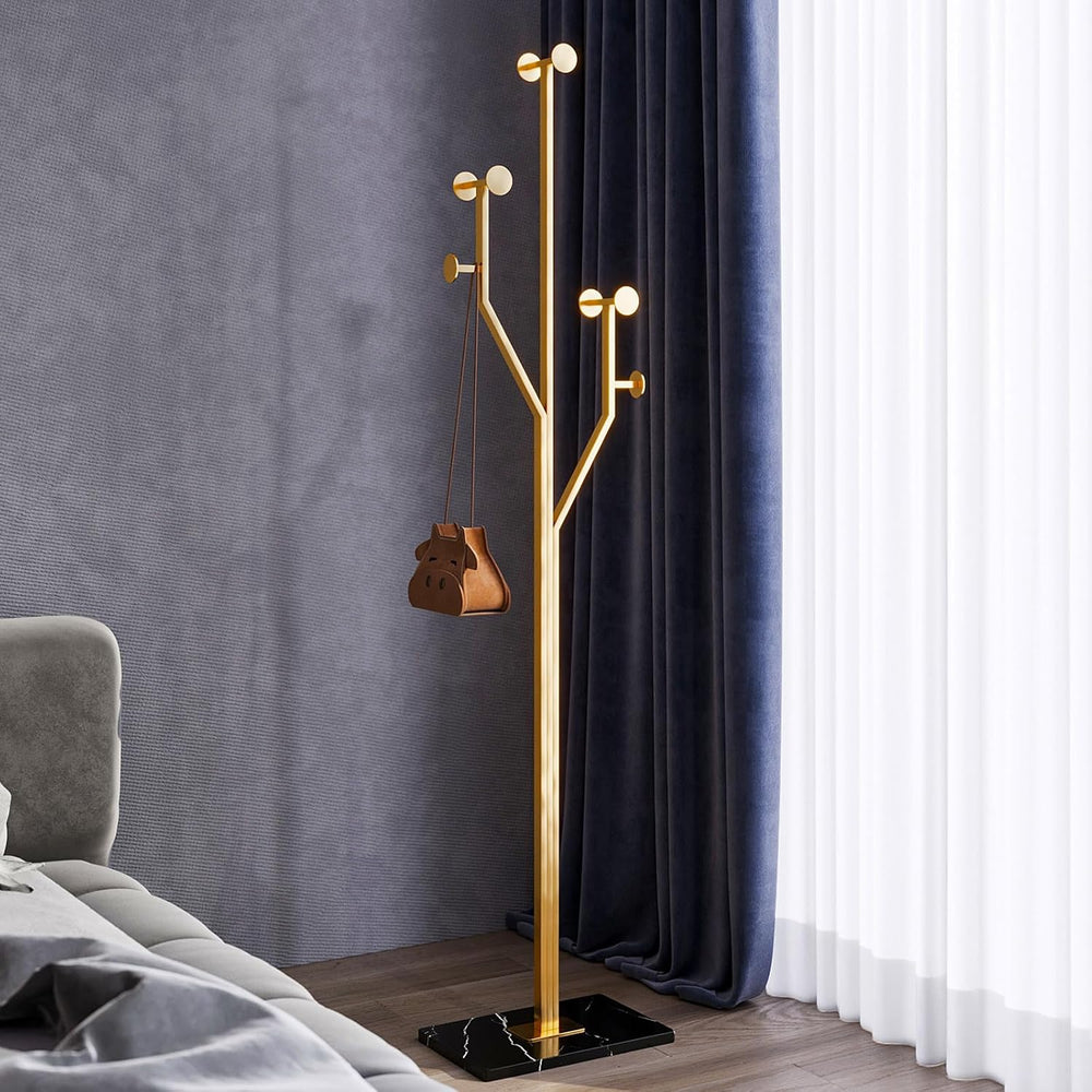 Gold Coat rack,Sturdy coat tree freestanding heavy duty with Marble Base,Meta...