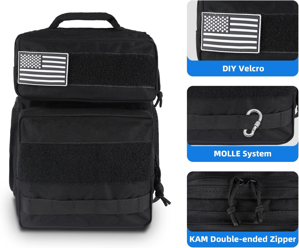 aiGear 15L Tactical Backpack, Small MOLLE Hiking Daypack, Black