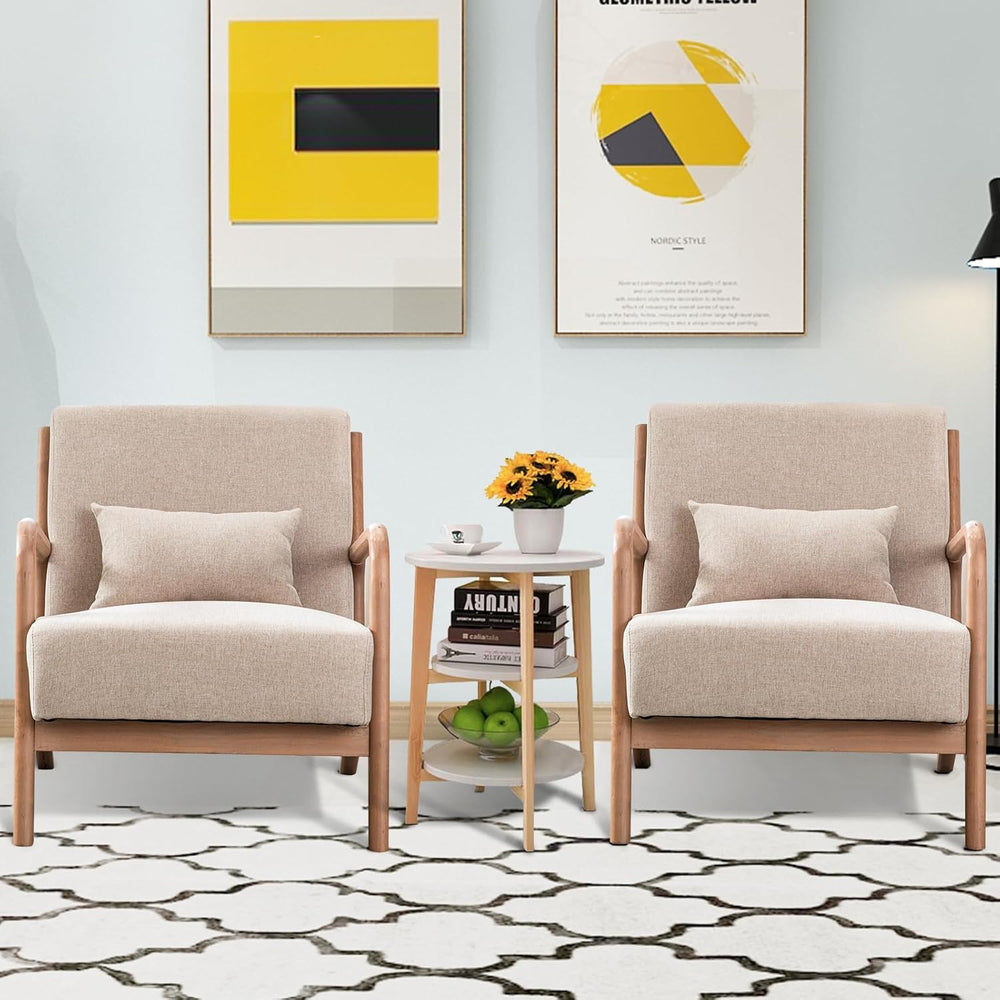 INZOY Mid-Century Modern Accent Chair Set of 2, Upholstered Living Room Chair...