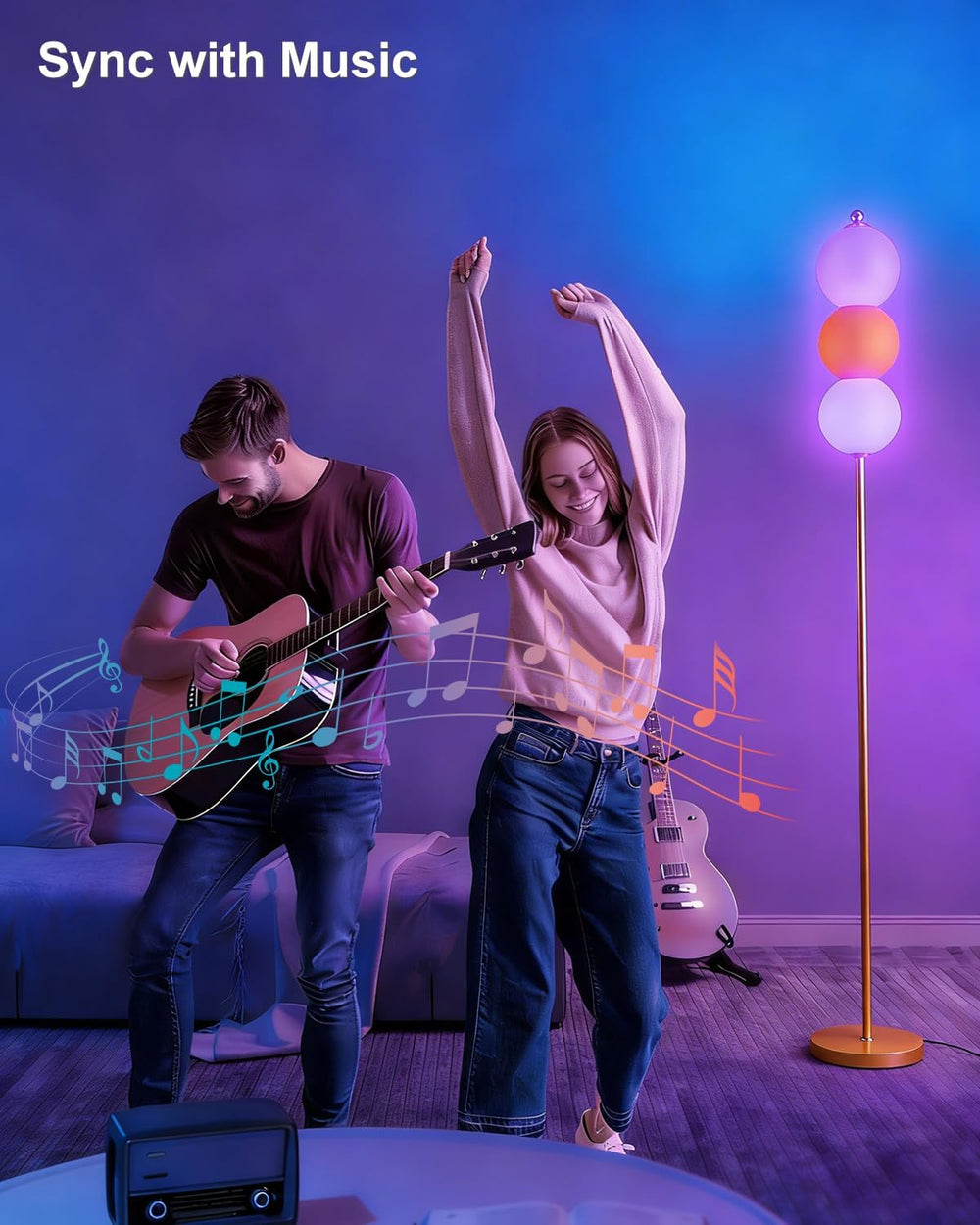 Lightdot Orange Floor Lamp Modern Standing Lamp with Touch Control, RGBW