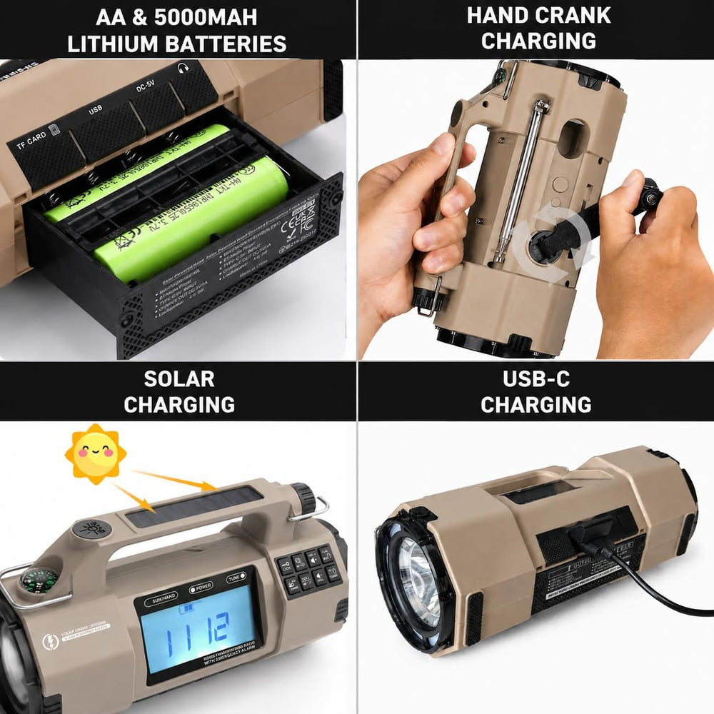 NOAA Weather Radio Emergency Radio with Hand Crank & Solar Charging