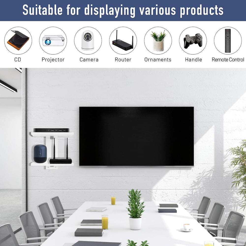 2‑Tier Floating Wall Mount TV Shelf for Projector & DVD Player,White