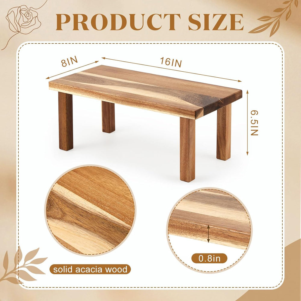 16 Inches Kitchen Cabinet Counter Shelf Countertop Organizer Acacia Wooden