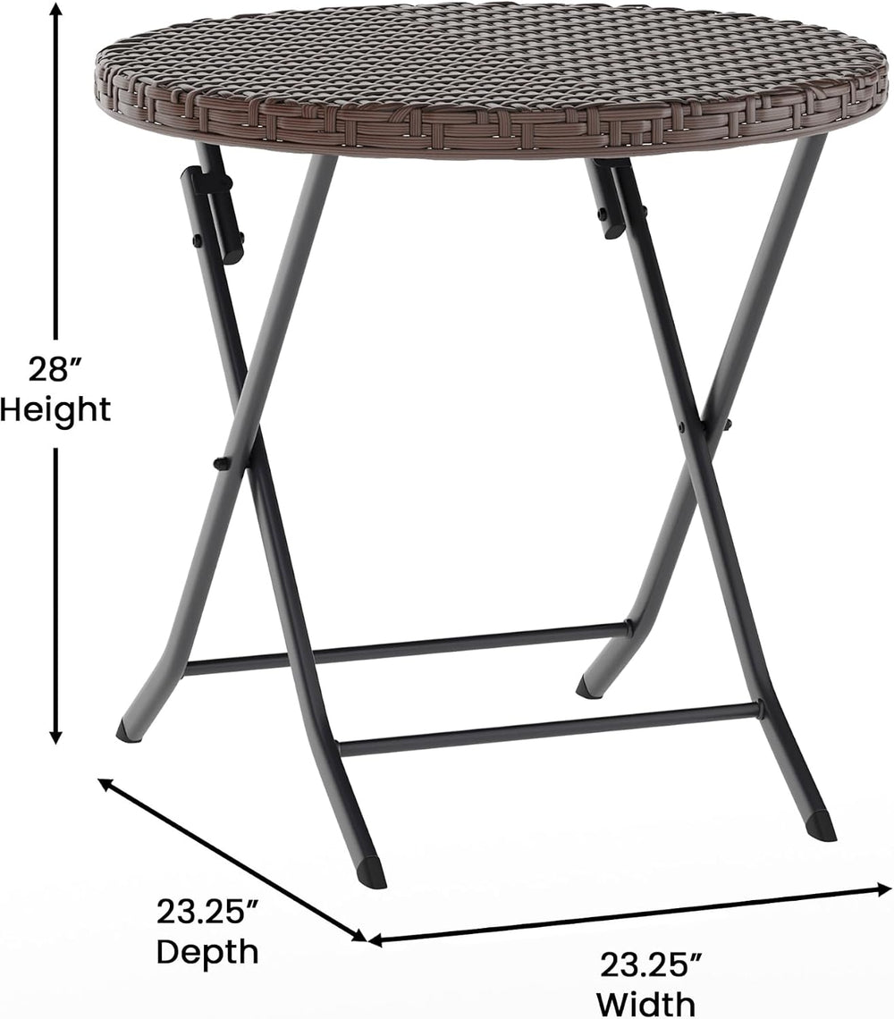 EMMA + OLIVER Brown/Black Three Piece Folding Bistro Set
