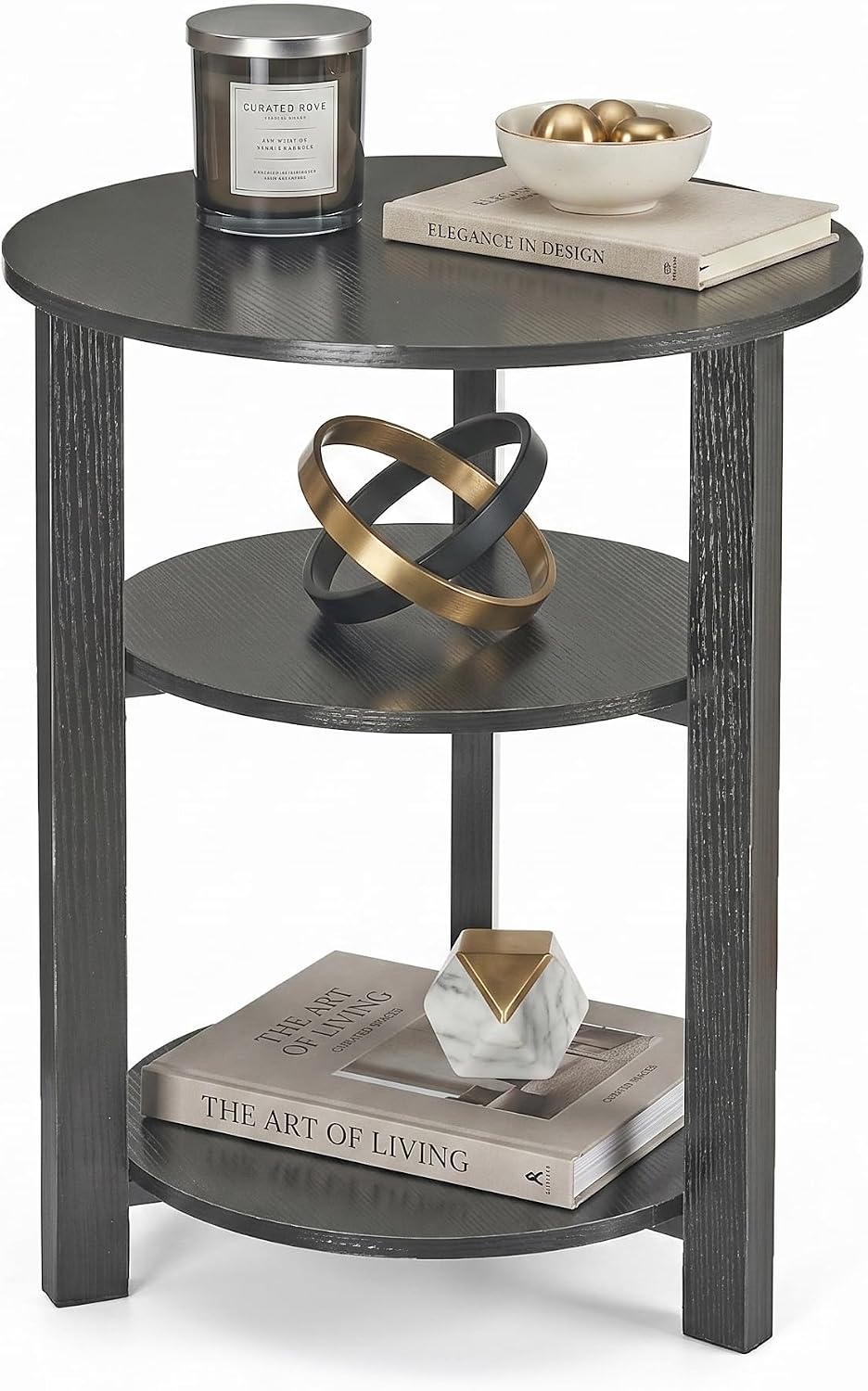 Farmhouse 3-Tier Round Side Table,Modern Couch Accent Table
