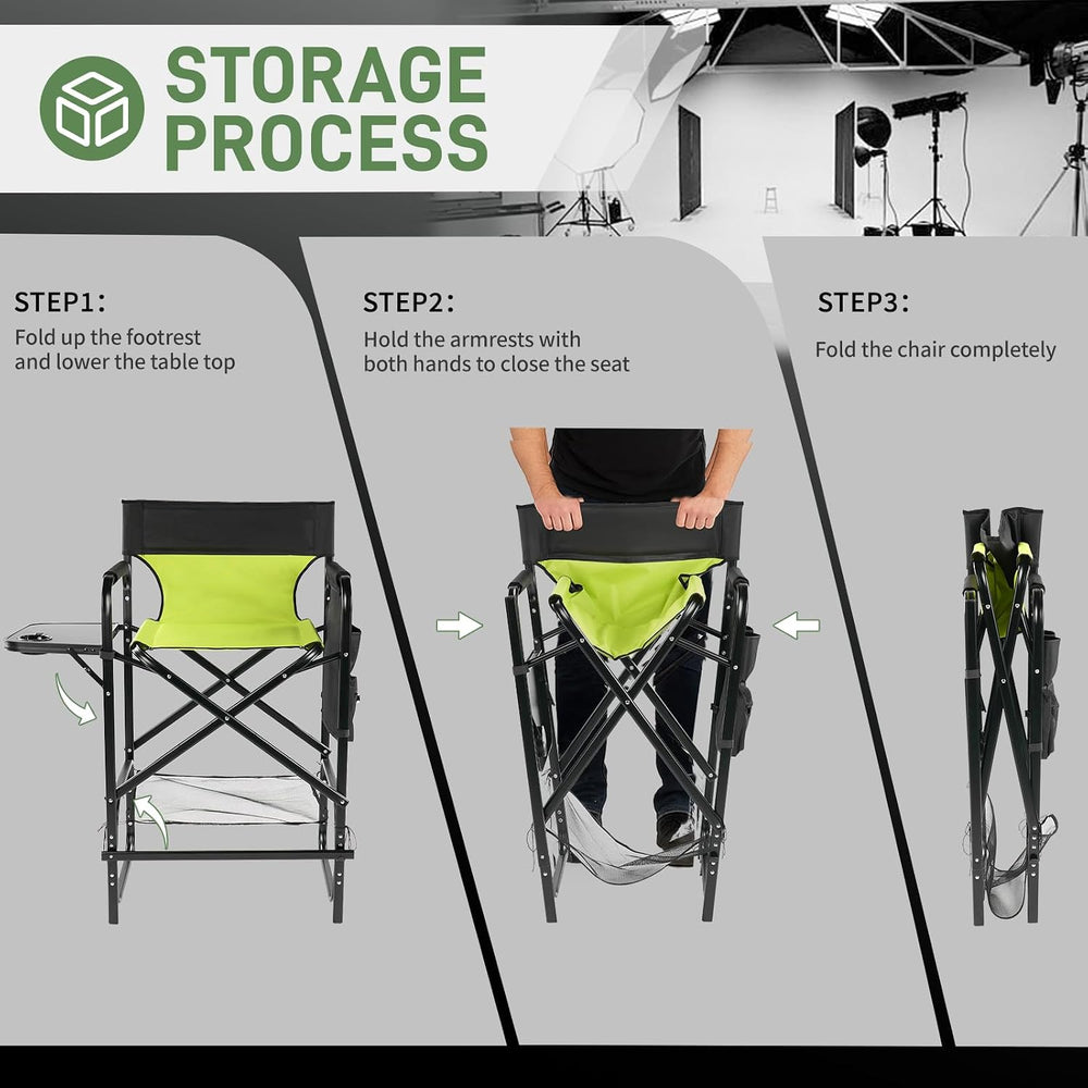Outvita 4 Piece31 Tall Directors Chair Height Seat Folding with Side Table St...
