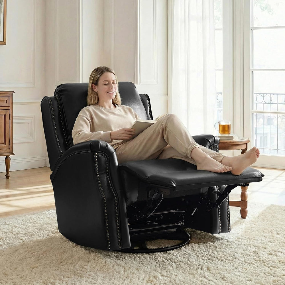 HULALA HOME Swivel Rocking Recliner, Black