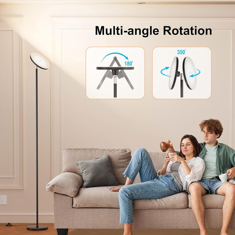 Nukanu Dimmable Torchiere Floor Lamp with Remote,Black