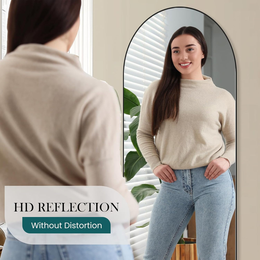 Arched Full Length Floor Mirror, 16"x59" Body Wall Mirror with Stand