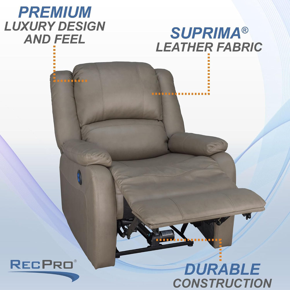 RecPro Charles 30" Powered Zero Wall RV Recliner, Putty, Single
