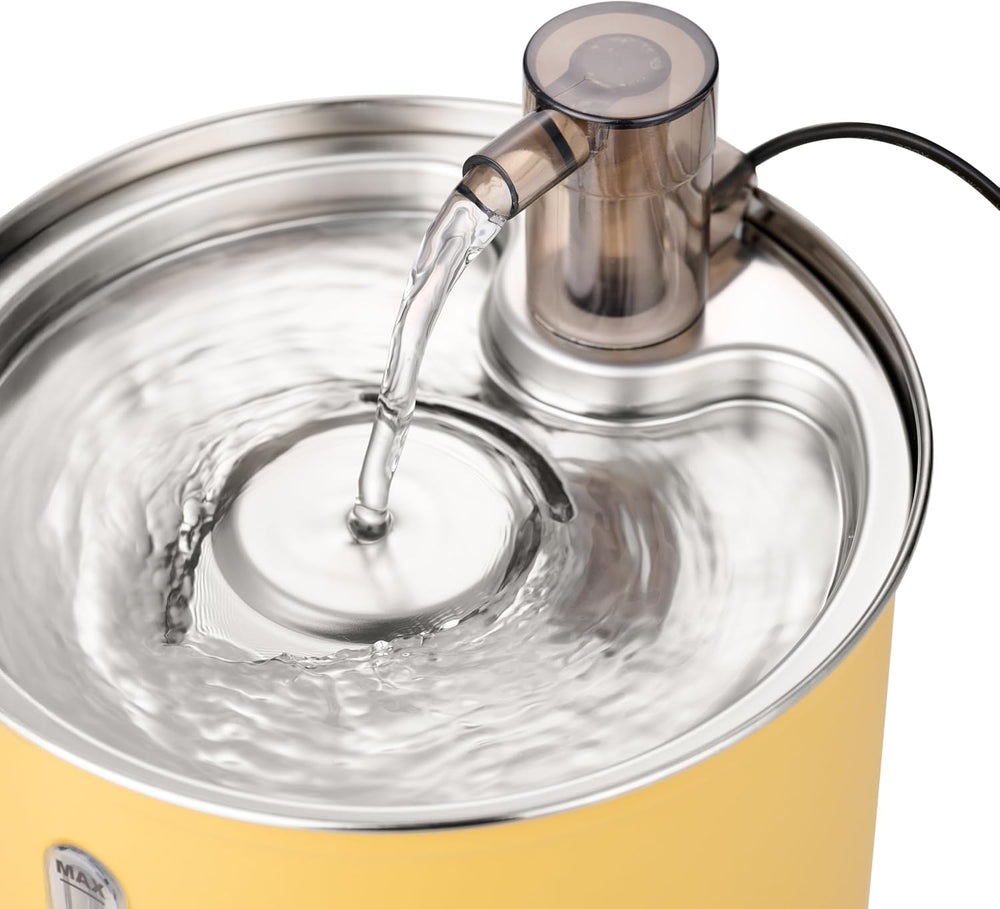 Stainless Steel Cat Water Fountain 3L – Ultra Quiet Pump, Triple Filtration S...