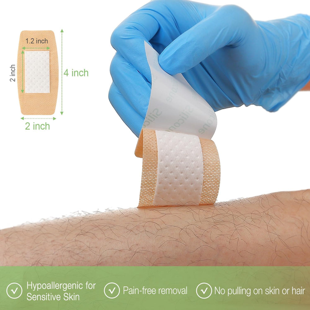 NeuHeils Silicone Bandages for Sensitive Skin 2x4 Inch Large, 40 Pack