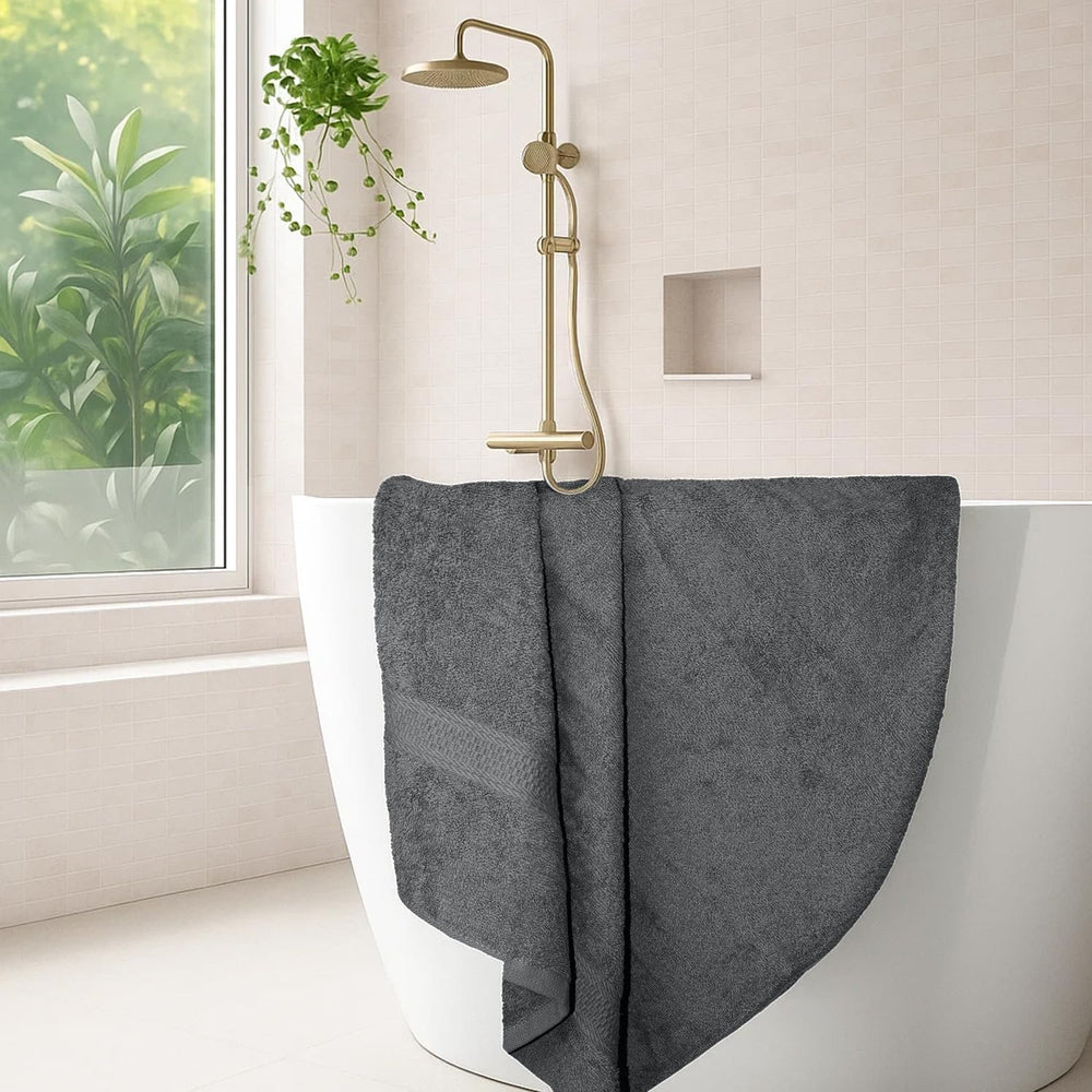 RIVERSIDE 4 Pack Luxury Large Bath Towels, 27x54 Inches, 600 GSM, Gray