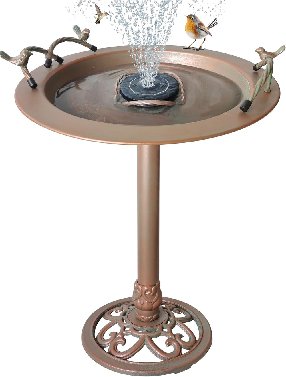 BSTGIFTS Metal Bird Bath - Iron Birdbath 28.5" H, Bird Bath for Water Fo...