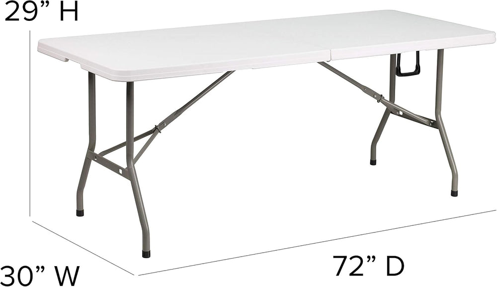 Flash Furniture 6-Foot Bi-Fold Granite White Plastic Folding Table