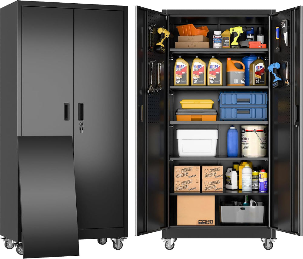 SUXXAN Wide & Deep 71"x34"Wx18 D Metal Garage Storage Cabinet B...