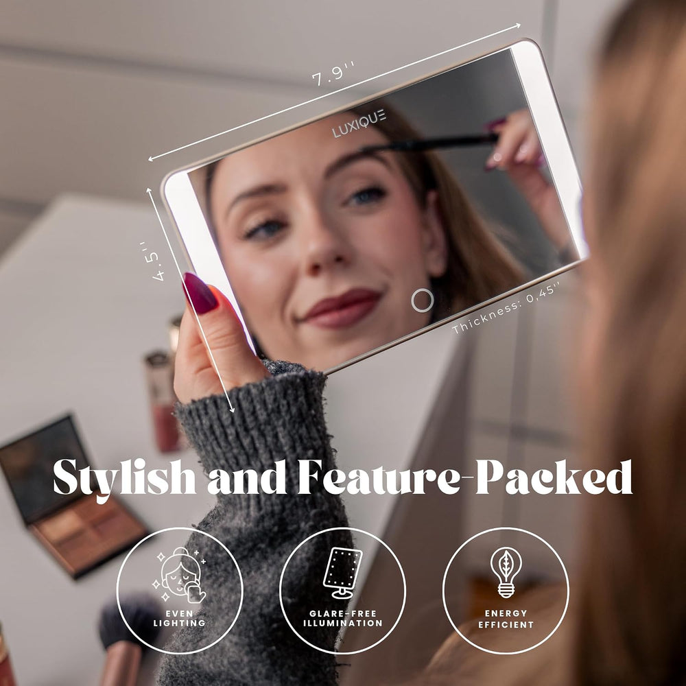 Rechargeable LED Sun Visor Mirror – 3 Dimmable Light Modes, Portable Makeup a...