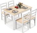 COSTWAY 5-Piece Dining Table Set for 4 w/Rubber Wood Structure, Natural