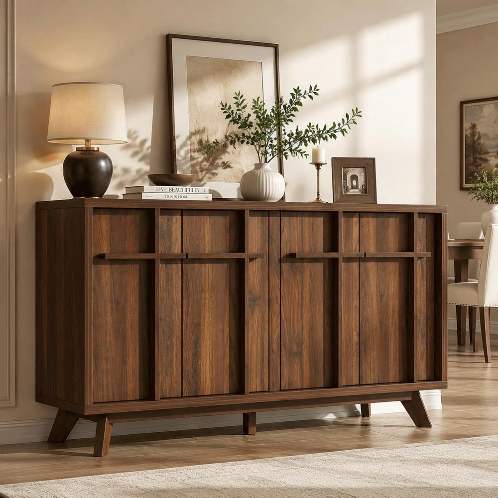 knoworld 59" Sideboard Buffet Cabinet with Storage, Modern Credenza, Brown