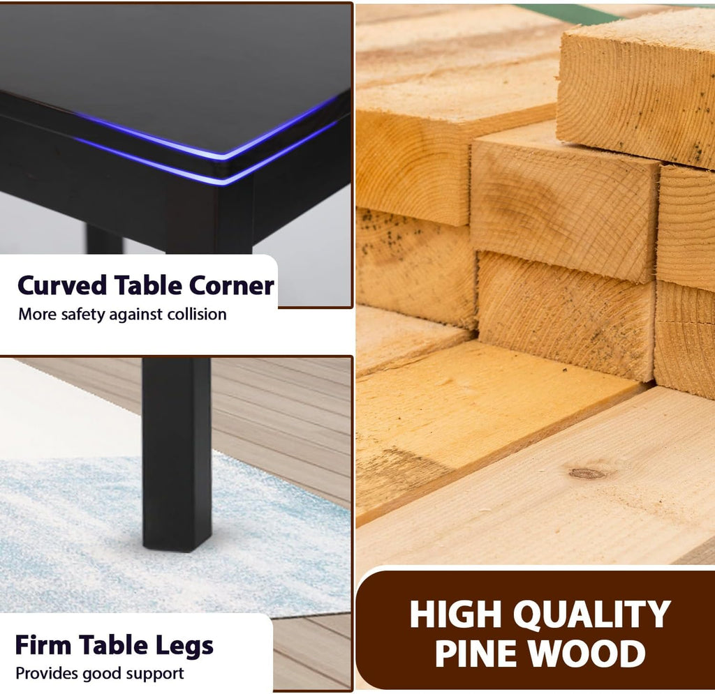 fdw | 3-piece solid wood dining table set on a desk or shelf