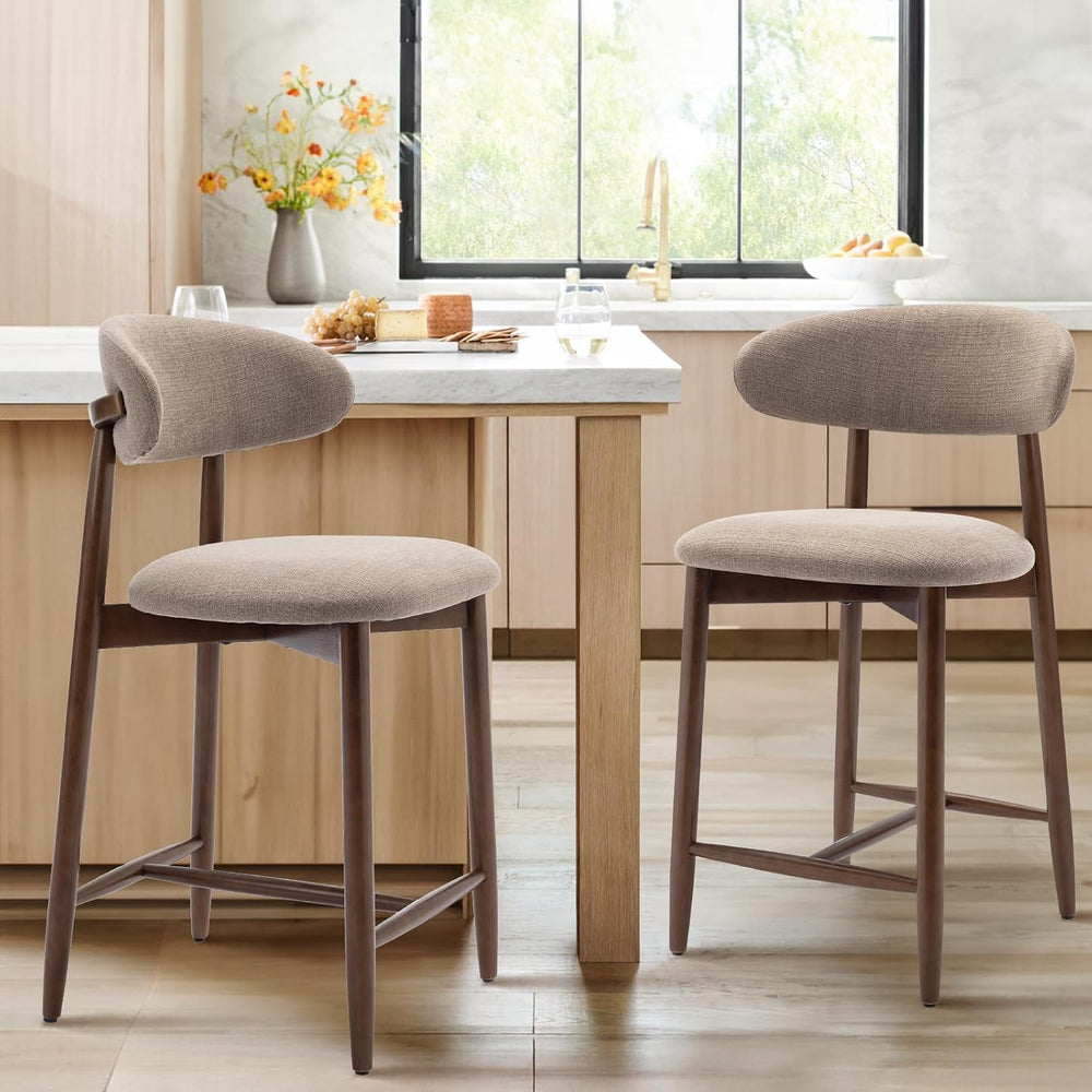 COLAMY Counter Height Bar Stools, Kitchen Bar Stools with Back, Mid Century M...