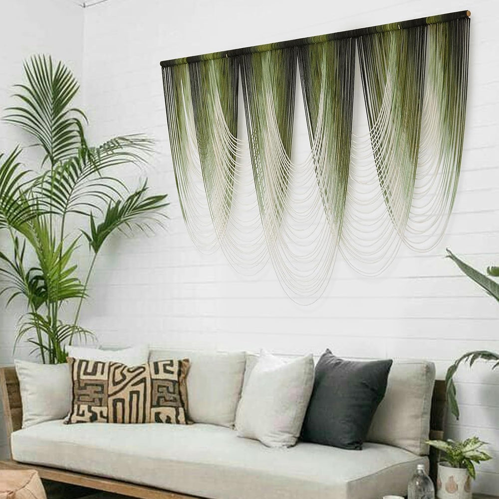 Macrame Wall Hanging Dip-Dyed Green Fiber Art Boho Wall Decor 57" W*41&q...