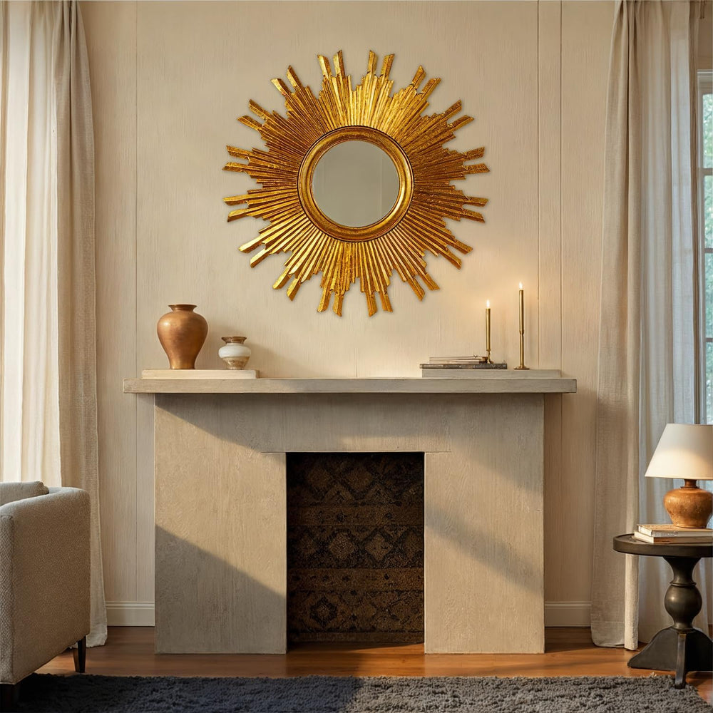 Creative Co-Op Gold Sunburst Mirror