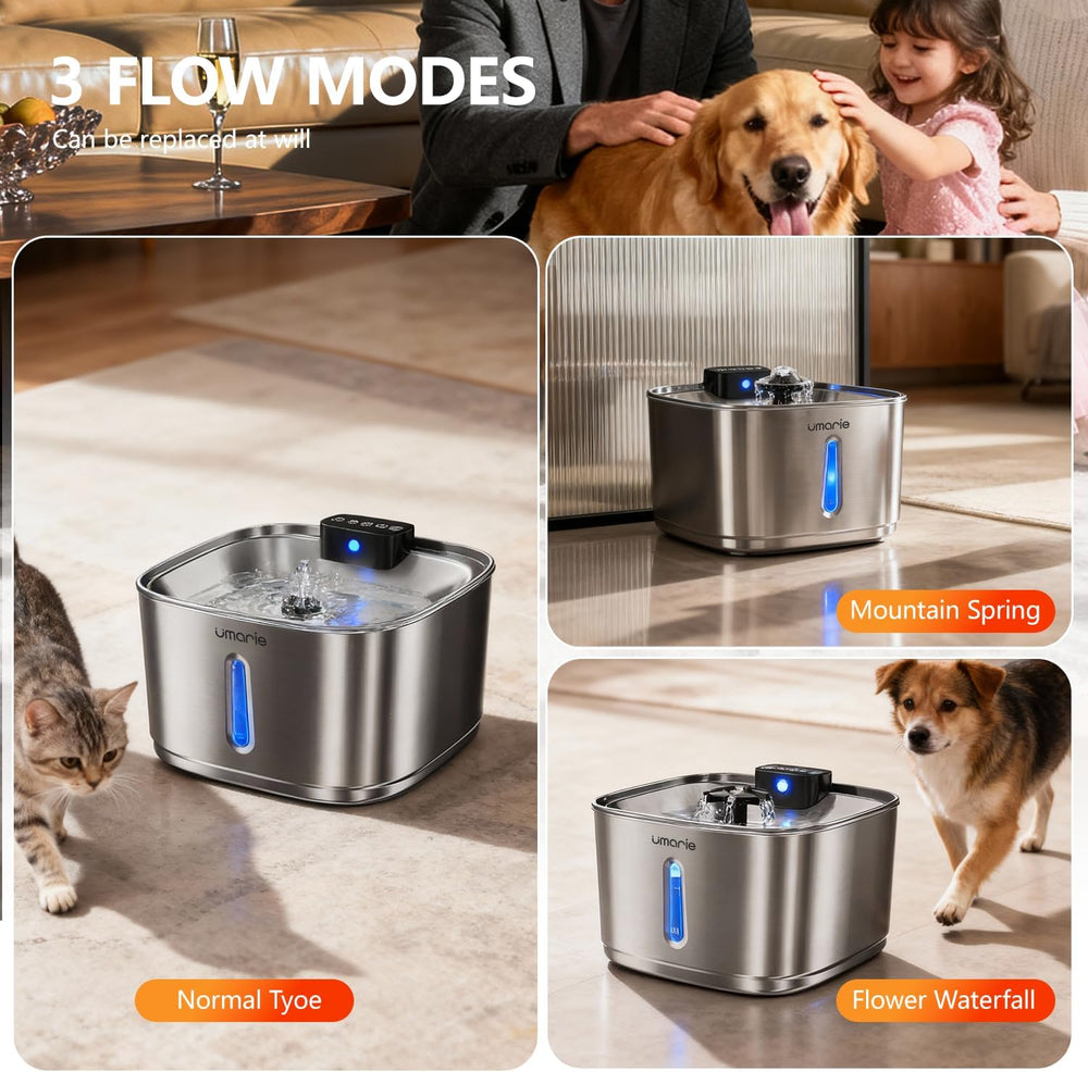 Automatic Cat Water Fountain, Wireless Pet Water Fountain Stainless Steel, Ul...