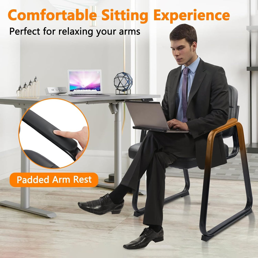 CLATINA Waiting Room Guest Chair with Bonded Leather Padded Arm Rest for Offi...